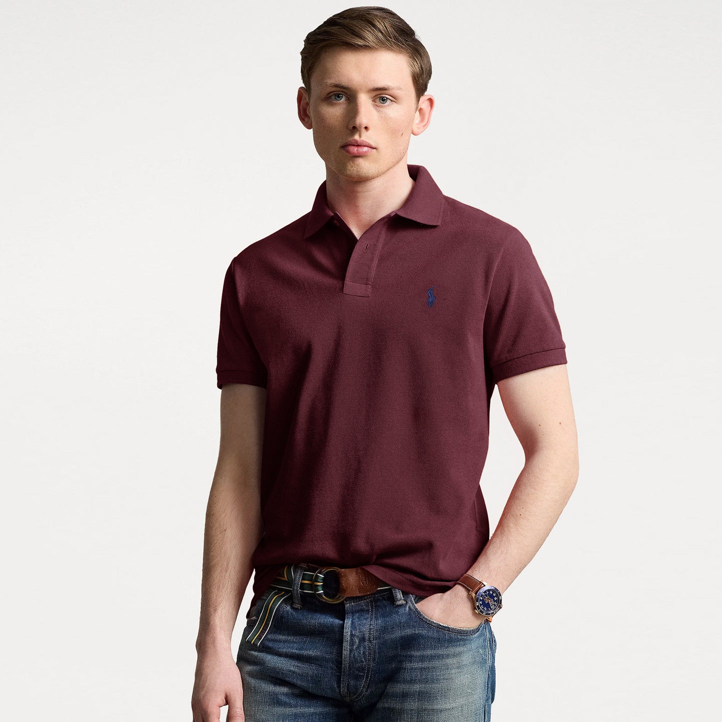 RL Men's Classic Piqué Polo Shirt – Burgundy